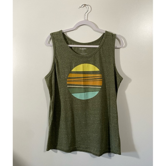 ๐ Goodfellow & Co Bro Tank Top Green with Sun Design Size Large - Picture 5 of 5